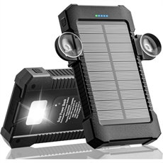 WASTDE Solar Powerbank 26,800 mAh, aurinkolaturi kahdella USB-portilla ja imukuppikiinnityksellä