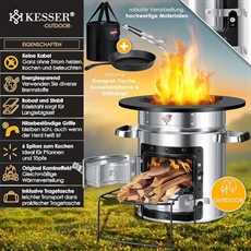 Kesser Rocketstove valurautaisella grillilevyllä