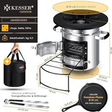 Kesser Rocketstove valurautaisella grillilevyllä