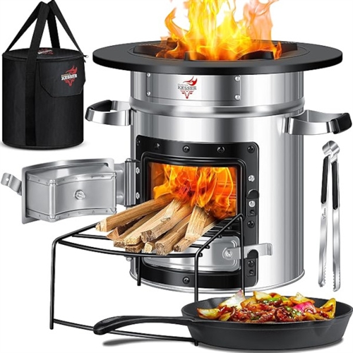 Kesser Rocketstove valurautaisella grillilevyllä